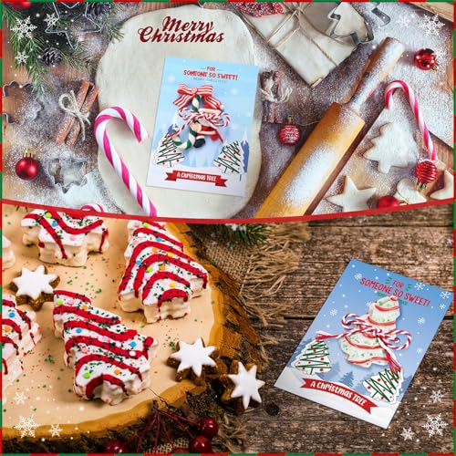 Fullhawl 36 Pcs Christmas Tree Cake Gift Tags with String Winter Holiday Treat Bag Tags