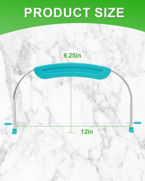 PROKITCHEN Adjustable Cake Slicer Leveler Small Cake Cutter Slicer for Leveling Tops of Layer Cakes Professional Baking Tool with Stainless Steel Wires and Sea Blue Handle