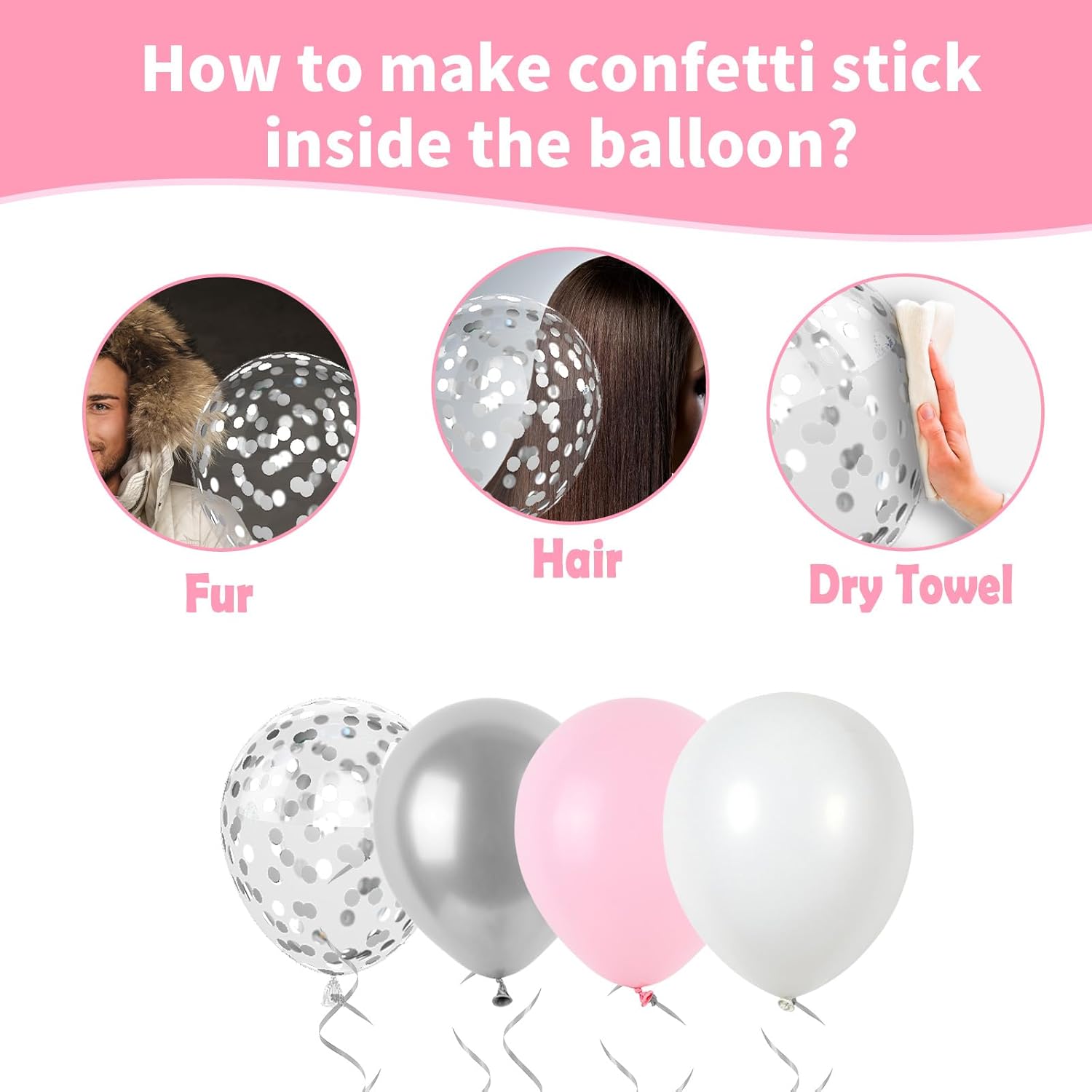Skiennix Pink and Silver Balloons - Metallic Pastel Party Decor for Birthdays, Weddings & Showers
