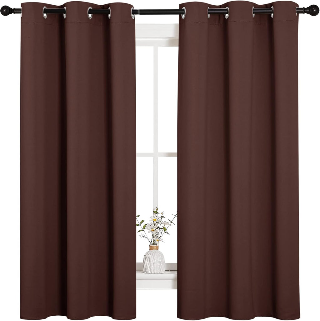 NICETOWN Blackout Curtains - Thermal Insulated Grommet Top for Privacy | Chocolate Brown, 42 x 63 Inches