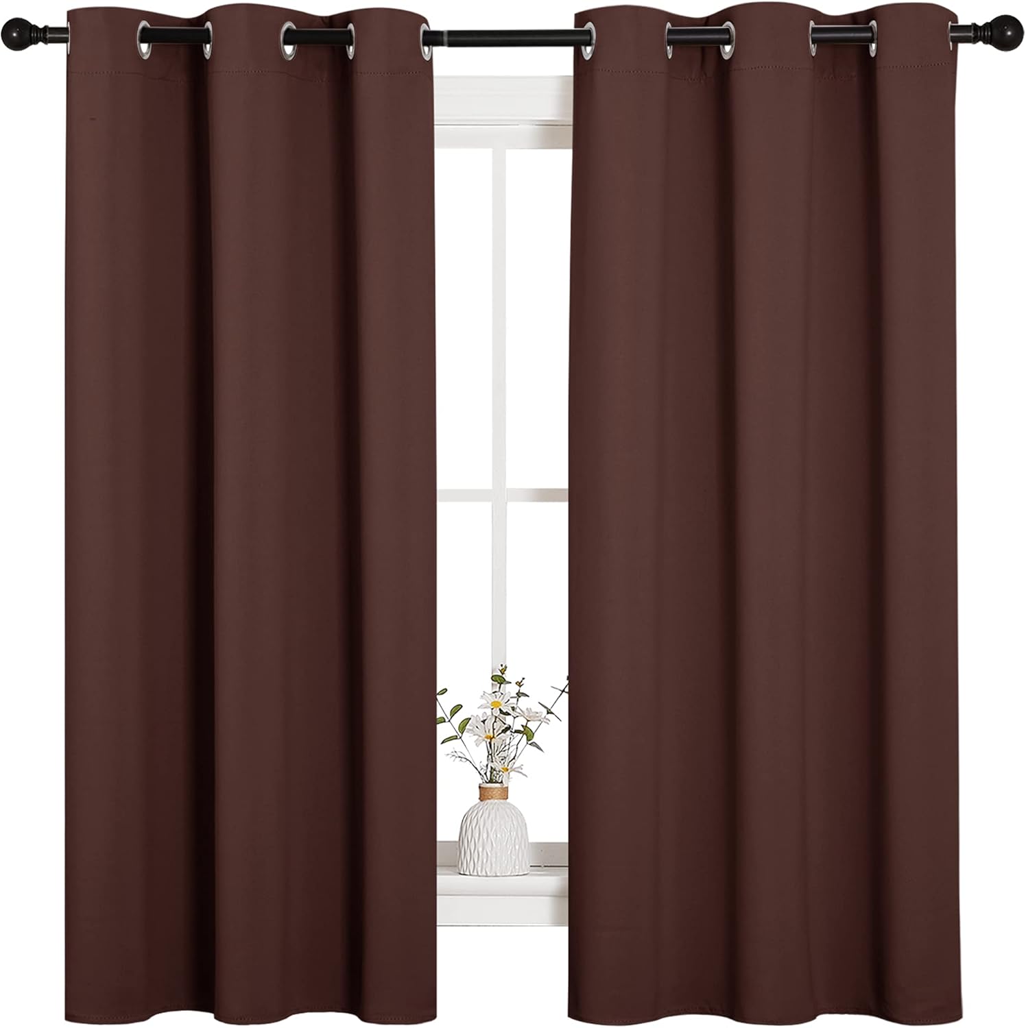 NICETOWN Blackout Curtains - Thermal Insulated Grommet Top for Privacy | Chocolate Brown, 42 x 63 Inches