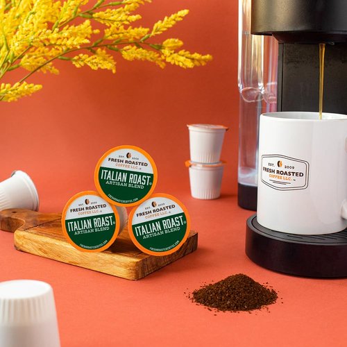 Fresh Roasted Coffee - Italian Roast Dark Blend | 96 Pods for K-Cup Brewers