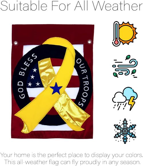 God Bless Our Troops Flag - Canvas Wall Hanging Decor | Military Support Tapestry for Veterans