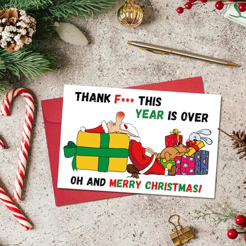 Funny Tired Santa Christmas Card - Sarcastic Holiday Greeting Card