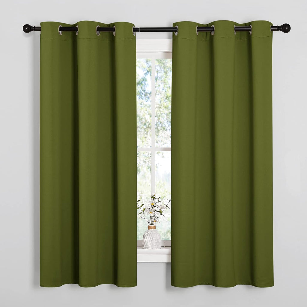 NICETOWN Olive Green Blackout Curtains - Thermal Insulated Drapes for Small Windows | 40" Length, 29" Wide, 2 Panels