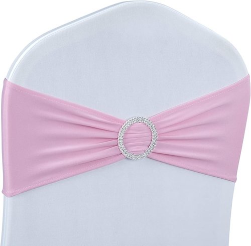 Babenest Spandex Chair Sashes - 50PCS Premium Stretch Covers with Buckle Slider for Weddings & Events | Pink