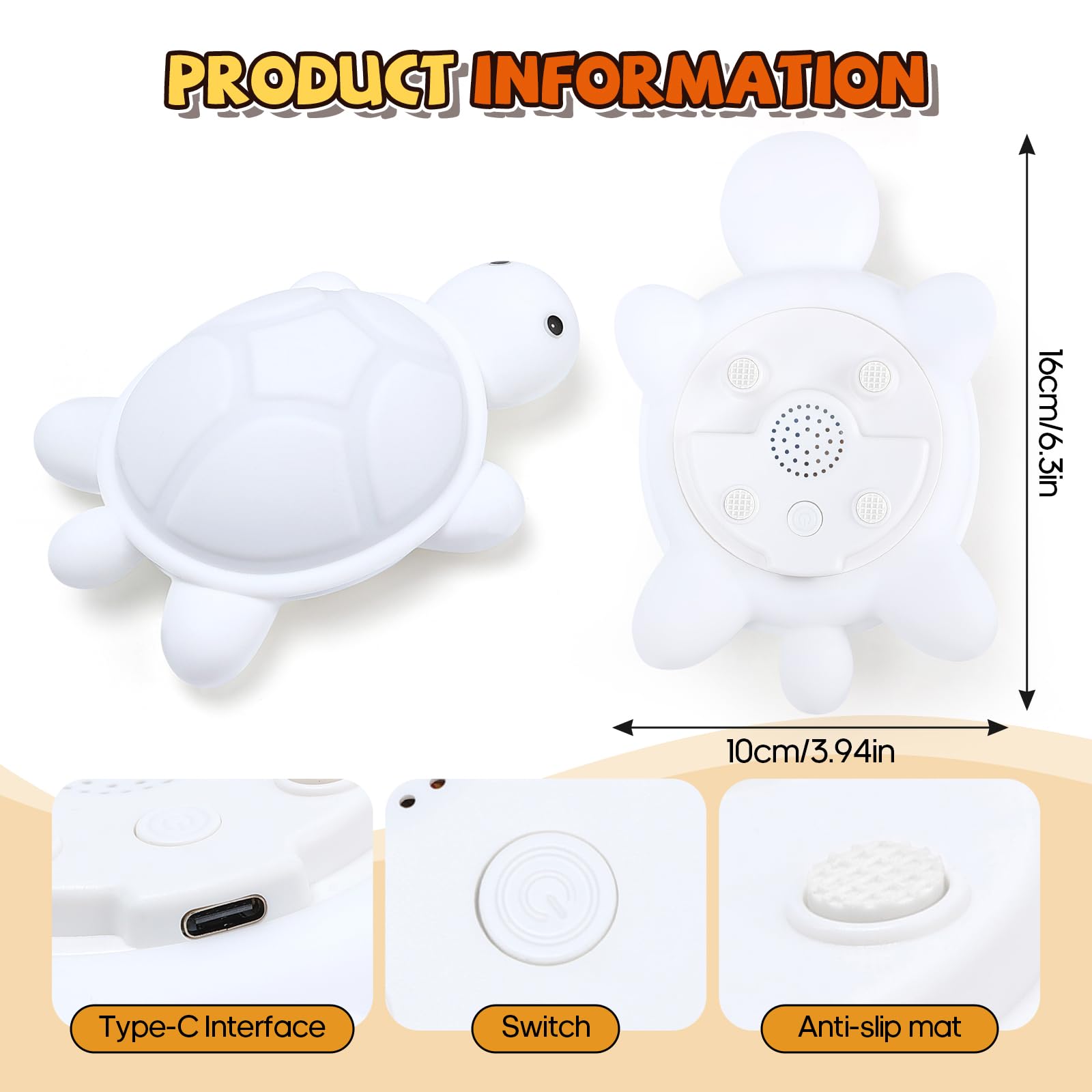 Turtle Night Light for Kids, 7 Color Changing & Touch Control, Rechargeable USB Silicone Squishy LED Lamp for Breastfeeding, Baby Toddler Sleep, Nursery Kids Bedside, Ideal Gift for Boys Girls