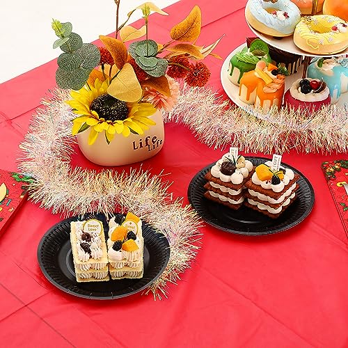 Christmas Disposable Plastic Tablecloths Set - Red Green 30 Pieces