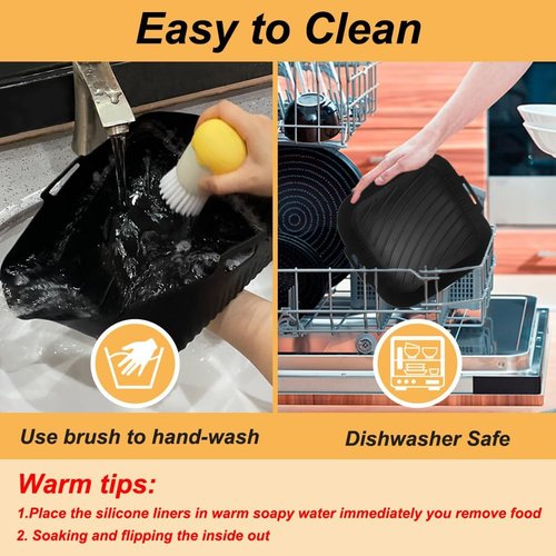 BYKITCHEN 9-Inch Square Silicone Air Fryer Liners - Set of 2, Reusable Tray Inserts for 6 to 8QT Air Fryers