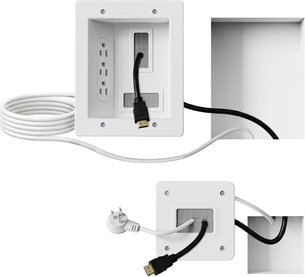 Mount-It! In-Wall TV Cable Concealer Kit - Triple Outlet, 9ft Cord & Hand Saw for Easy Cable Management