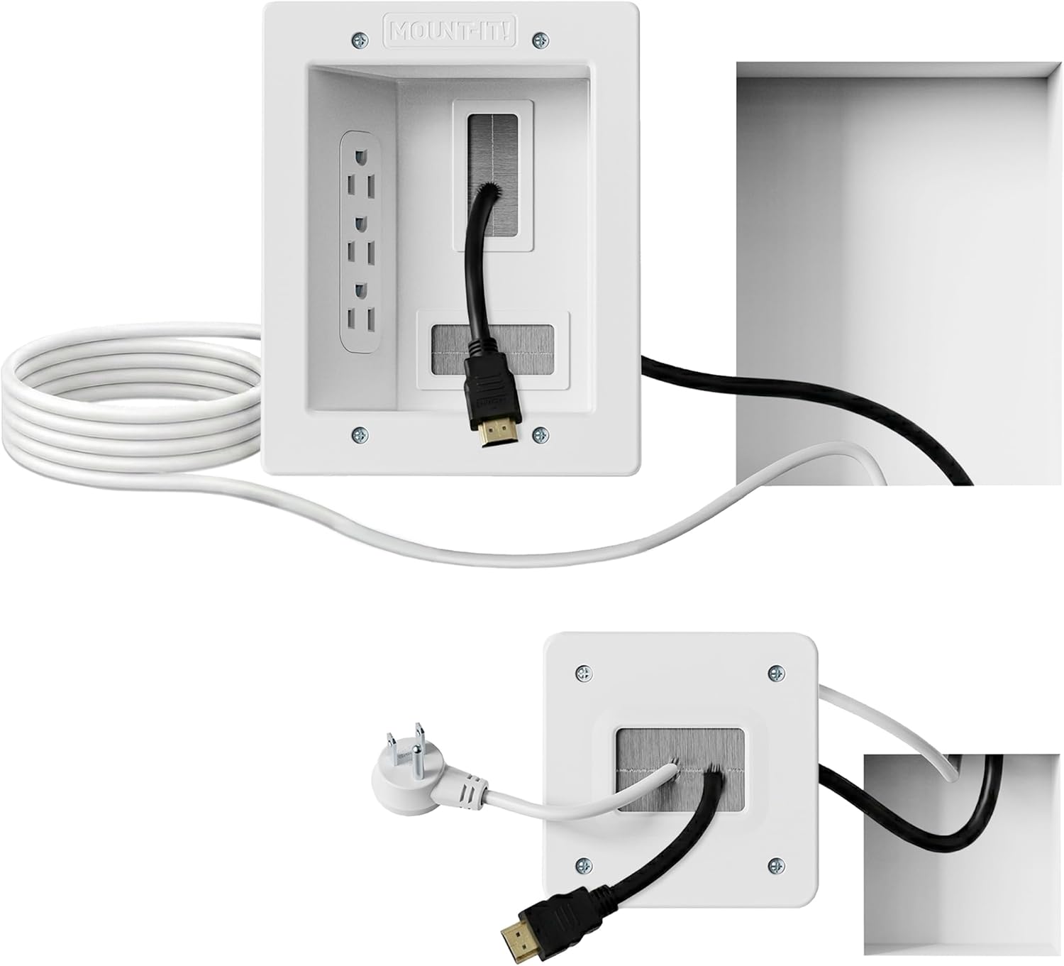 Mount-It! In-Wall TV Cable Concealer Kit - Triple Outlet, 9ft Cord & Hand Saw for Easy Cable Management