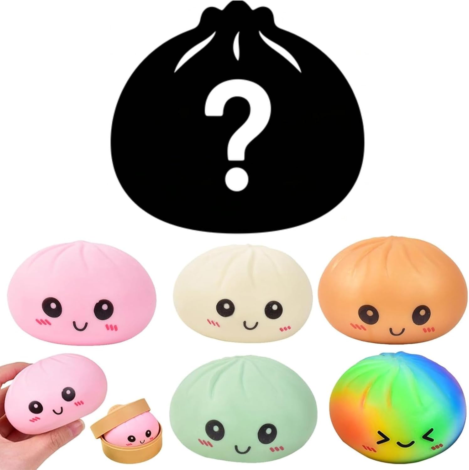 Squishy Dumpling | Mystery Box of Glittery Stress Balls | Decompression Squeeze Toys