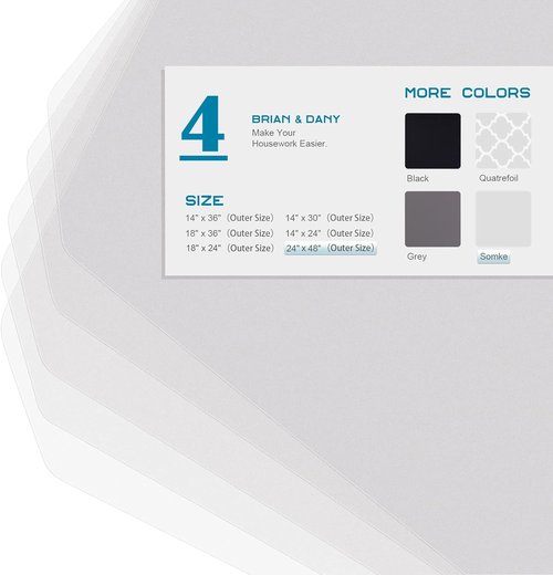 BRIAN & DANY Wire Shelf Liner 24" X 48", Heavy Duty Shelf Liners for Wire Shelving, Waterproof Protector Mats, Set of 4, Transparent