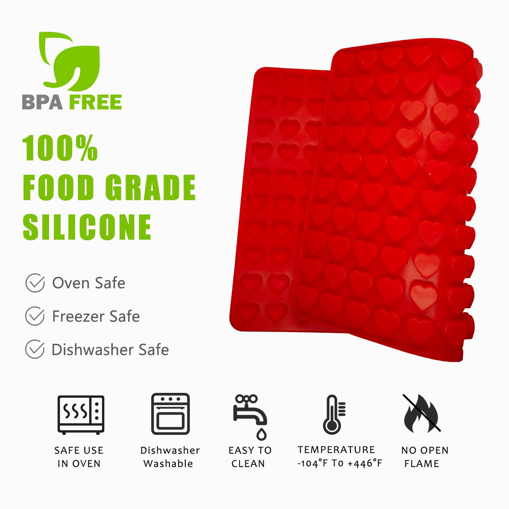Heart Silicone Molds 3D Mini Chocolate Molds for Homemade 112 Cavity Multi-Purpose Mold for Ice Cube, Pudding, Cookie, Candy