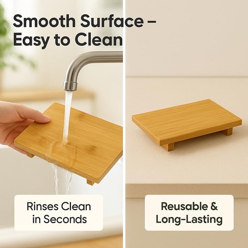 LEQC Bamboo Sushi Plate Japanese Style Sushi Serving Tray, Wooden Sushi Board & Sashimi Platter – Natural Eco-Friendly Bamboo Tableware for Sushi Rolls, Nigiri & Appetizers (9.45" × 5.91", Count, 10)