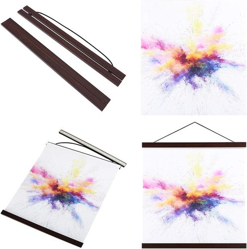 Benjia Magnetic Wooden Poster Frame - Light Walnut for Photos & Art Prints | 25x16, 25x35, 25x38 Inches