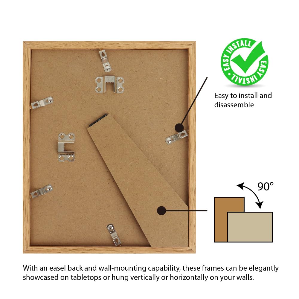 Memory Island 8.5x11 Document Certificate Frames for Wall and Tabletop Display, 8.5 by 11 Natural Wood Grain Picture Frames with HD Plexiglass, Set of 15