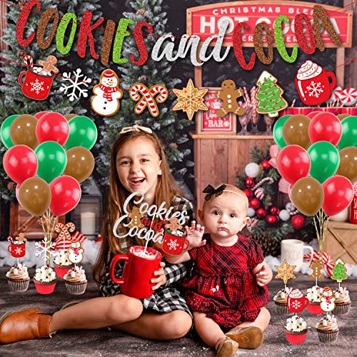 Christmas Cookies and Cocoa Party Decorations Set Banner Balloons Toppers
