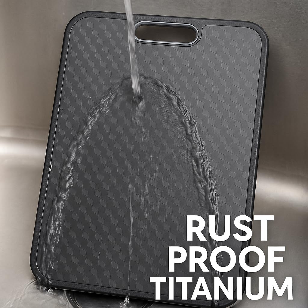 Titanium Cutting Board - Double-Sided Food Grade Design | Scratch Resistant & Dishwasher Safe, Large Size