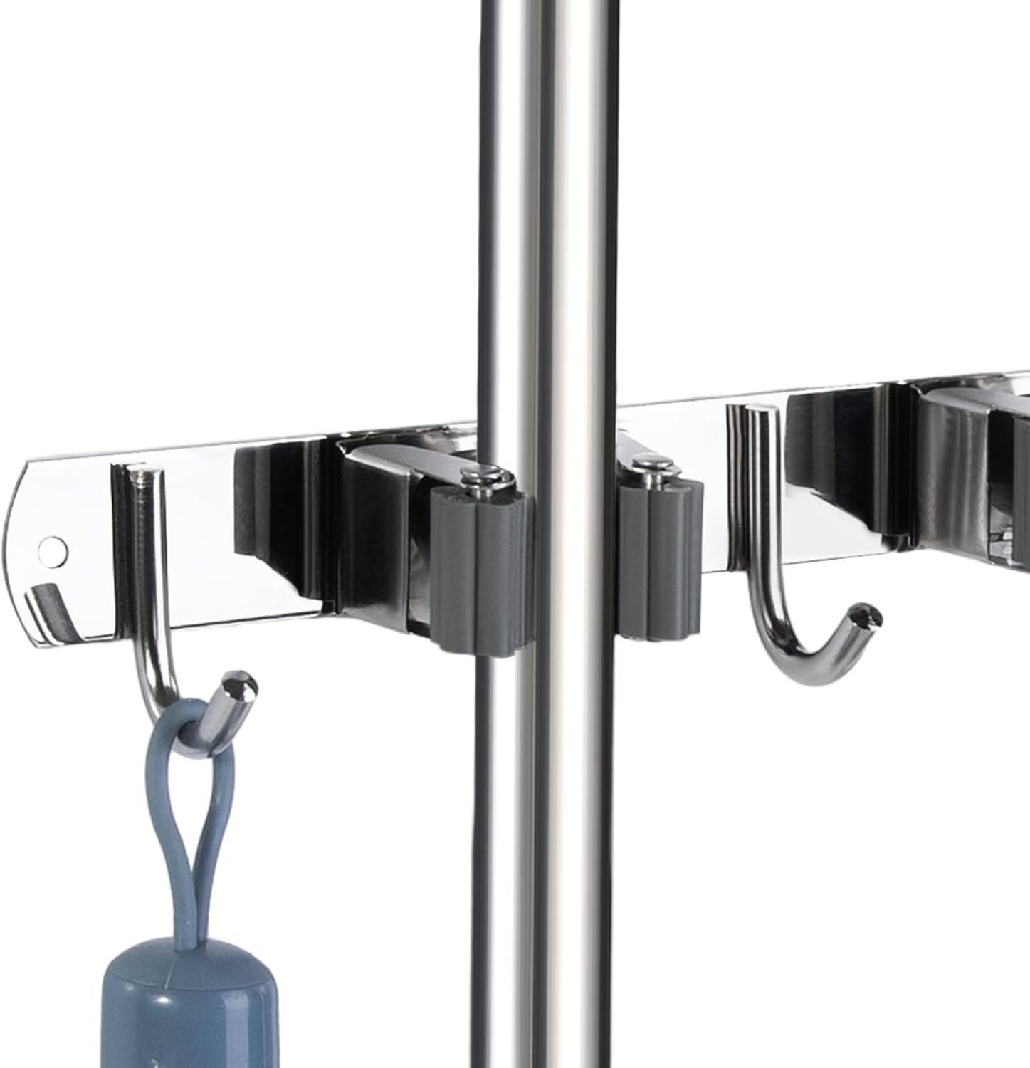 Voze Mop and Broom Holder - 2 Racks & 3 Hooks, Heavy-Duty Wall Mount Organizer for Kitchen & Garage