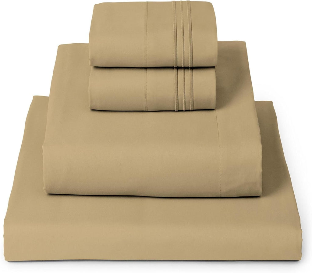 Mellanni King Sheets Set - 4 PC Hotel Luxury Bedding | Extra Soft, Cooling, Wrinkle-Resistant (Gold)