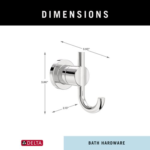 Delta NIC35-PC Nicoli Double Towel Hook Bath Hardware Accessory in Polished Chrome