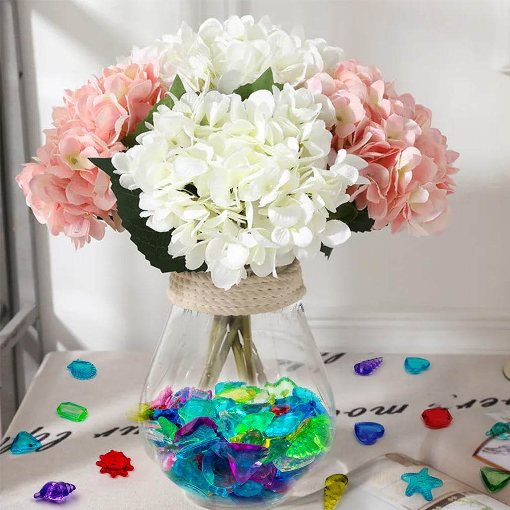 Skiennix Sensory Bin Filler - 180 Pcs Plastic Gemstones & Fake Seashells for Kids | Ocean-Themed Play