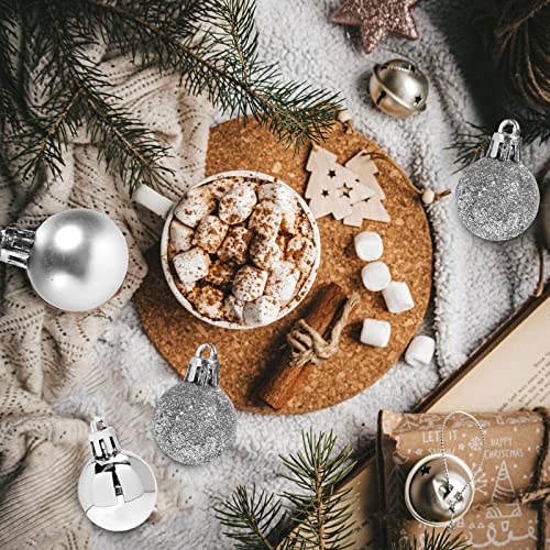 Set of 24 Mini Silver Christmas Ornaments Shatterproof Tree Decorations