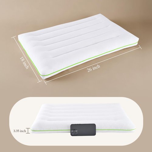 Doteonyou Low Profile Flat Thin Pillow (3.35″) for Stomach & Back Sleepers, Soft Flat Bed Pillow with 7D Fiber Fill & Cotton Cover, Standard Size, Machine Washable