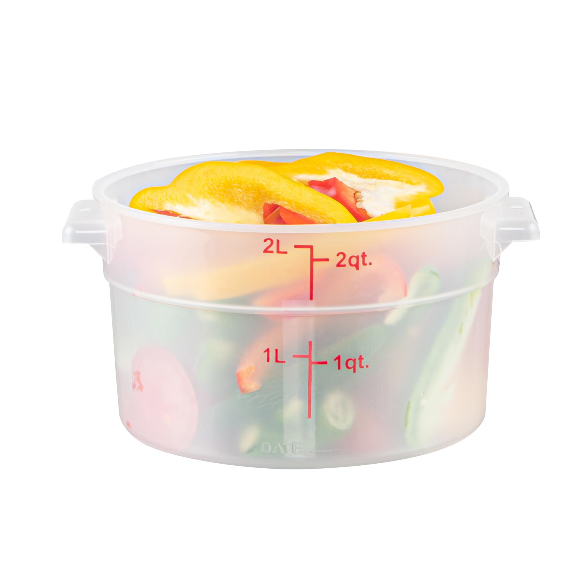 Restaurantware-Met Lux 2 Quart Food Storage Containers, 10 Translucent Storage Containers - Lids Sold Separately, Red Volume Markers, Dishwashable Containers, Side Handles, For Storing Foods