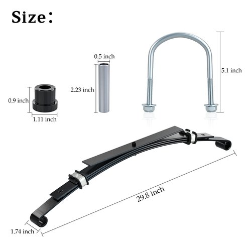 10L0L Golf Cart Heavy Duty 4-Leaf Rear Spring Kit for Club Car DS 1982-up Gas & Electric, with Bushings Sleeves U Bolt, Replace OEM 1014675 102006501 1011149 1012618 1012324 1010974