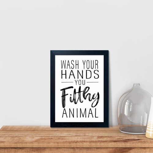Black and White Bathroom Wall Art | Framed Canvas Quotes for Kids' Washroom Decor