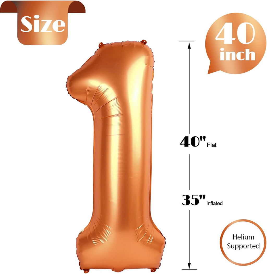 Orange 40-Inch Giant Number 1 Balloon by [Brand Name] - Perfect for First Birthday Celebrations