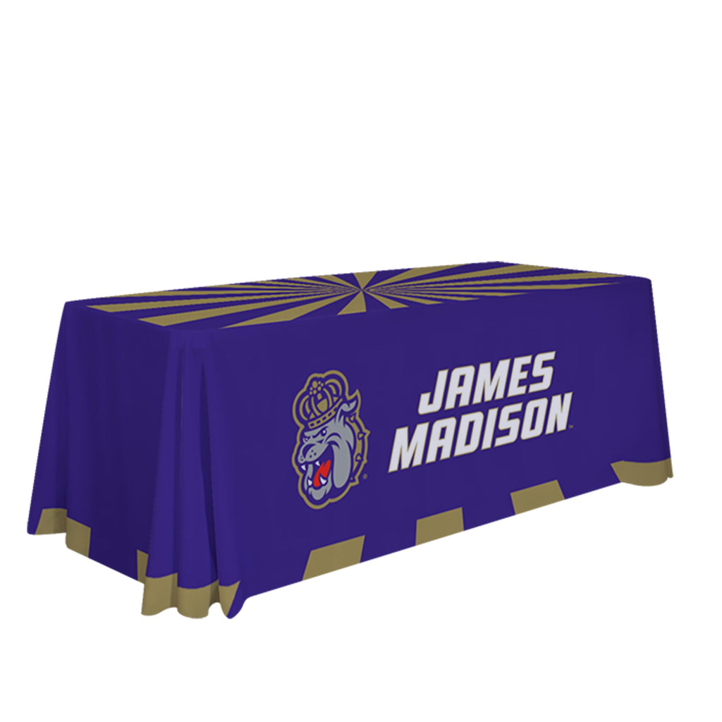 Victory Corps James Madison Dukes College Sports Printed Table Throw - NCAA Licensed - Polyester - School Tablecloth (Black, Purple, Gold) (6' Draped)