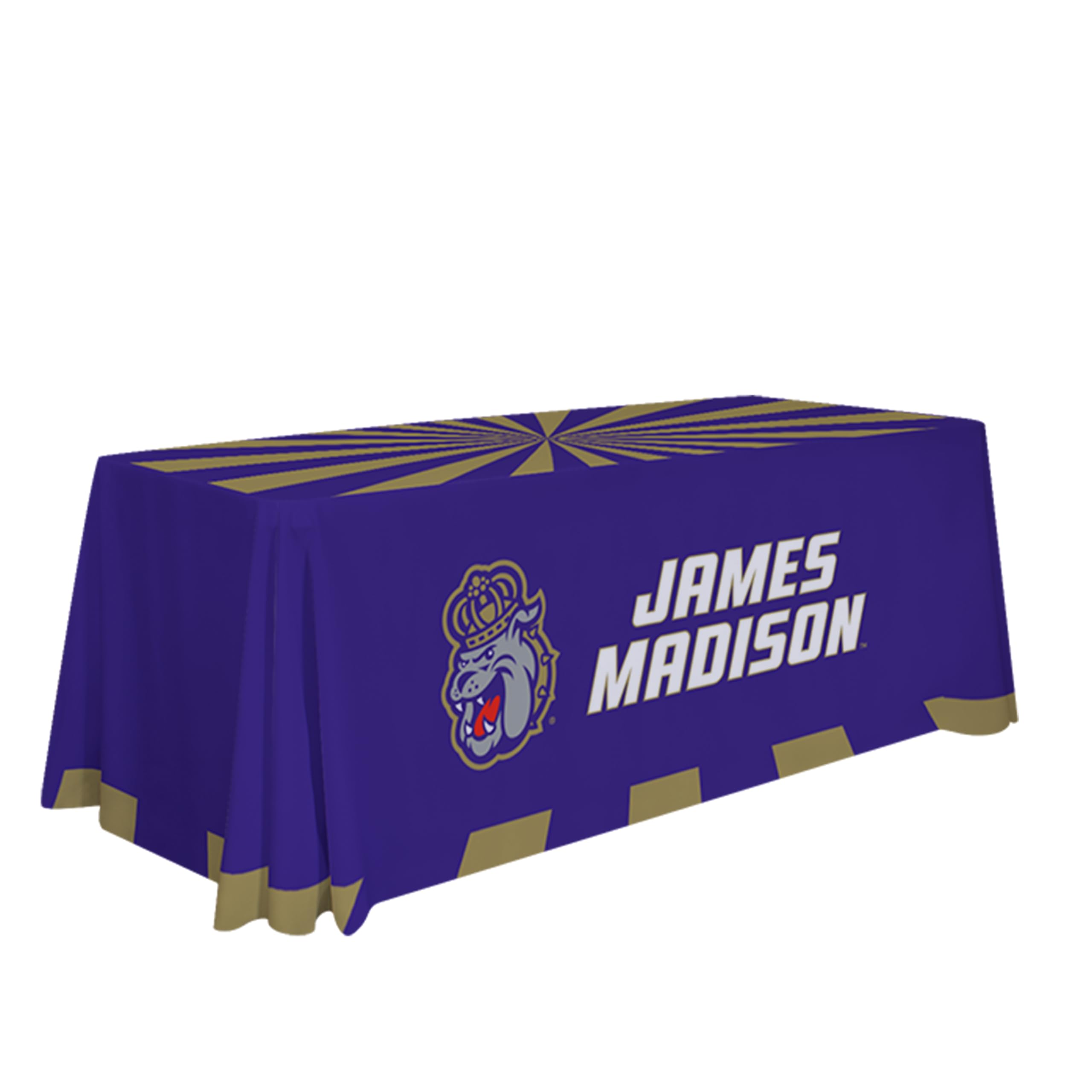 Victory Corps James Madison Dukes College Sports Printed Table Throw - NCAA Licensed - Polyester - School Tablecloth (Black, Purple, Gold) (6' Draped)