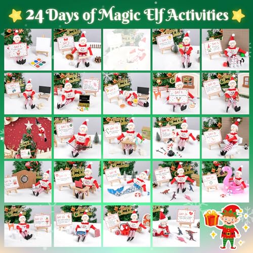 Christmas Elf Activities Kit with 24 Props & Instructions - Holiday Countdown Fun