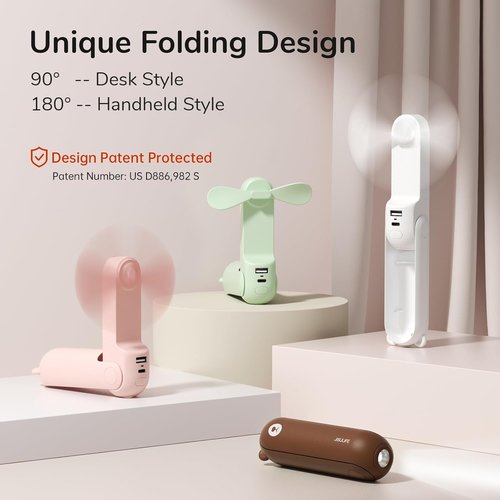 JISULIFE Handheld Mini Fan - 3-in-1 Neck Fan with 4000 mAh Battery | Up to 19 Hours of Use