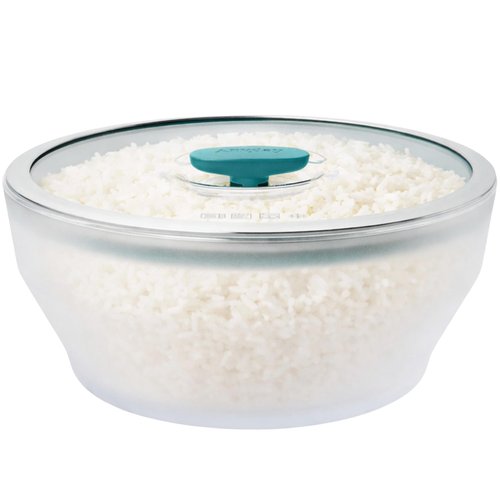 Anyday 12-Cup Microwave Rice Cooker with Glass Lid - Microwavable Safe Glass Cookware for Rice, Grains, Vegetable Steaming - BPA & Plastic Free | Even Reheating | Stackable Airtight Container