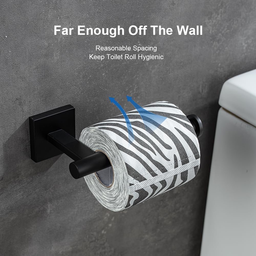 Modern Matte Black 304 Stainless Steel Toilet Paper Holder Wall Mounted Permanent Bathroom Tissue Roll Holder Toilet Paper Roll Holder Luxe Finish Toilet Roll Holder Sleek Stylish toilet tissue holder