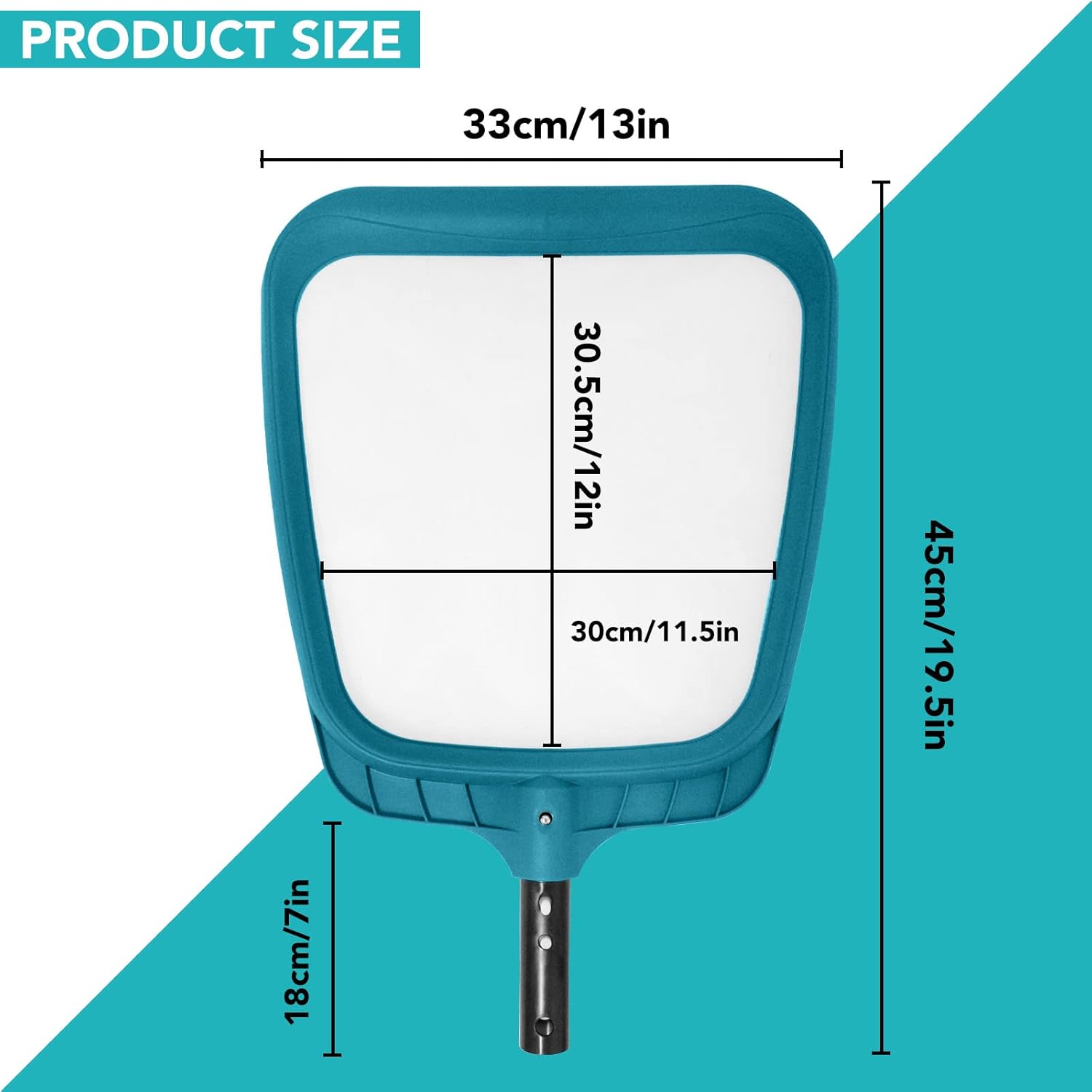 POOLWHALE Professional Pool Skimmer Net - Heavy Duty Fine Mesh for Fast Debris Removal | Fits Standard Poles