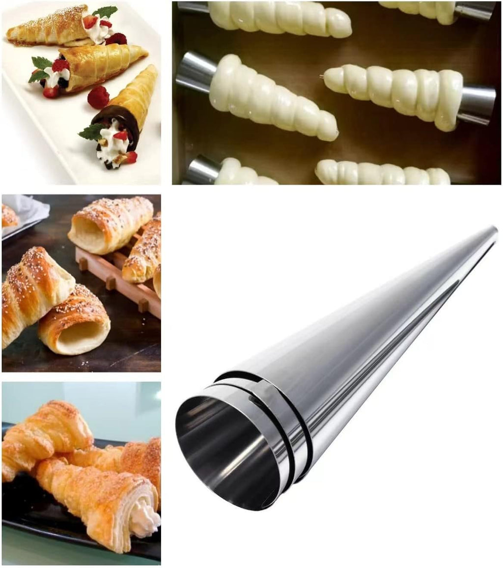 Skiennix 10-Pack Large Cream Horn Forms - Non-Stick 5-Inch Pastry Moulds for Croissants & Desserts
