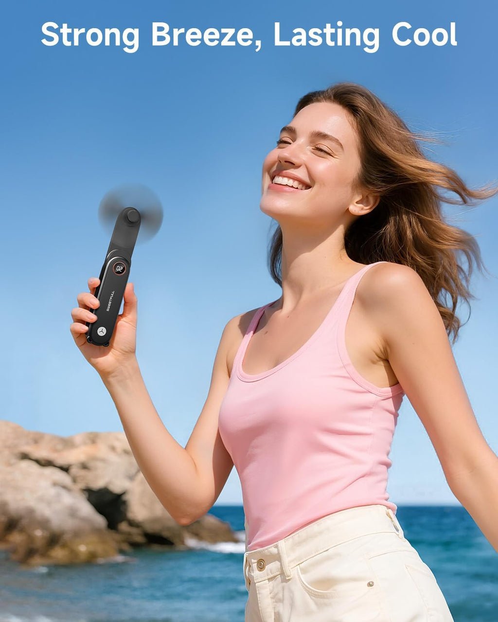 Sweetfull Portable Handheld Mini Fan - 3-in-1 USB Rechargeable Fan & Flashlight for Travel | Compact & Cute Design