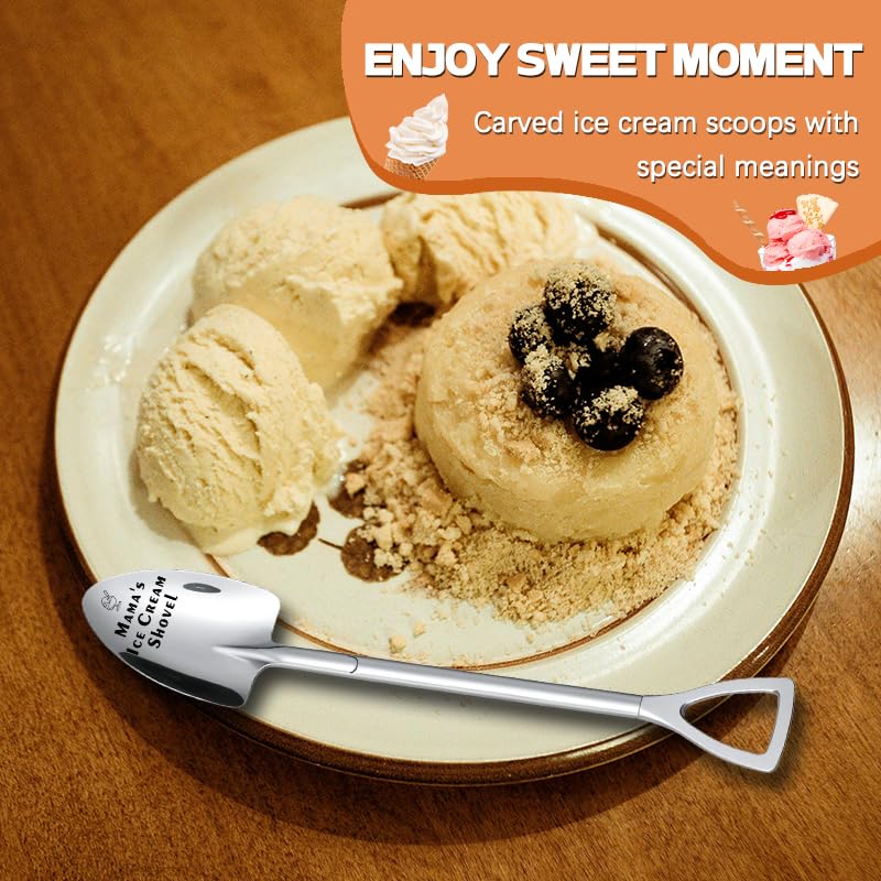 Borhmty Engraved Stainless Steel Ice Cream Spoon Gift for Mom