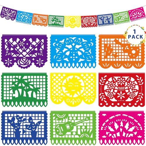 Cinco De Mayo Party Banner - 18 FT Colorful Papel Picado Decor