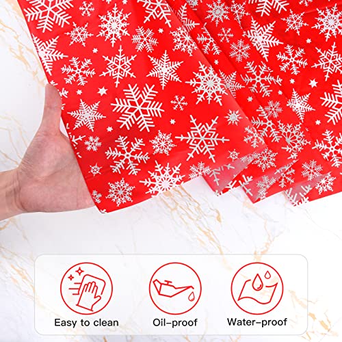 Christmas Snowflakes Tablecloth - Waterproof Rectangle Table Cover 137cm x 274cm