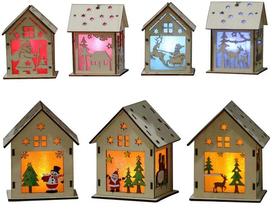 Wood Craft Kits - Unfinished 3D Wooden House Puzzle Toy for Kids & Adults | 7-Piece DIY Decoration
