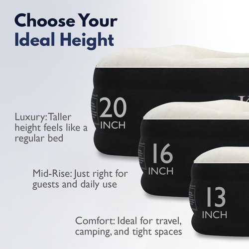 King Koil Luxury Twin Air Mattress - Built-In Pump, 20” Double High, Waterproof, 1-Year Warranty