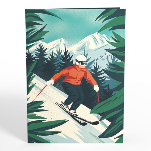 Lovepop Everyday Pop-Up Card for Her and Him - 3D Greeting Cards for Boys, Girls, Men, Women - Mountain Ski Adventure - 5" x 7" Card - Blank Notecard & Envelope Included