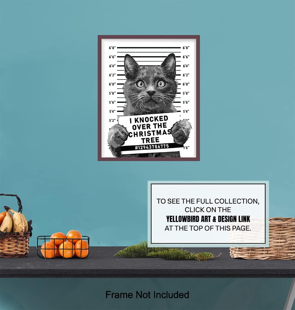 Skiennix Cat Christmas Tree Wall Art | Cute Holiday Decoration for Cat Lovers | 8x10 Unframed Print