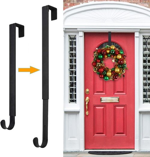 HEYHOUSE Wreath Hanger - Adjustable Over The Door Hook for Easter & Christmas Decor | Supports 20 lbs, Fits 14.9-25" Wreaths